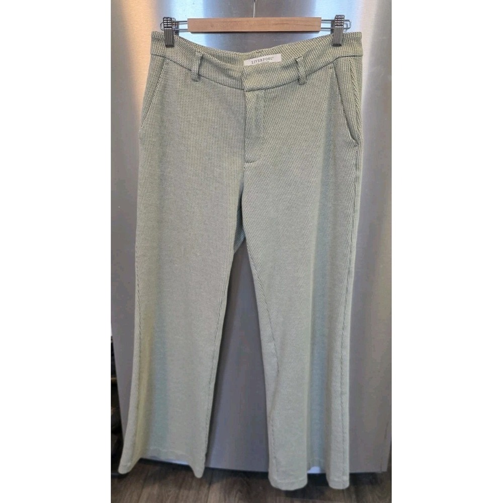 Liverpool Women 8/29 Kelsey Wide Leg Trouser Green Artichoke Birdseye LM4654UQ28